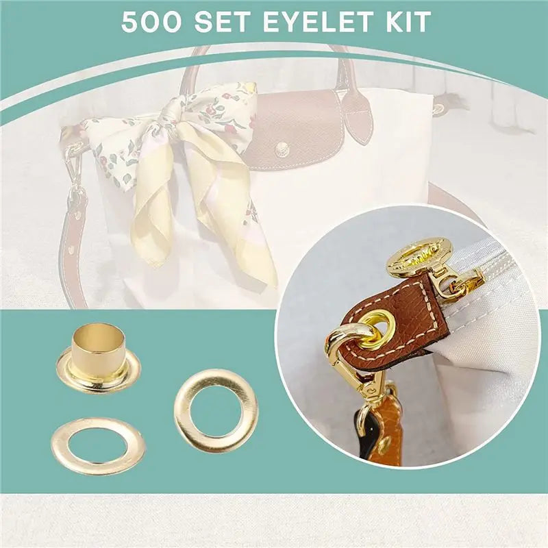 LIKE WISH Grommet Tool Kit Grommet & Washer Grommet Kit 500Pcs, 2 Grommets Kit, Suitable For Leather Bags Banner Oasis Select