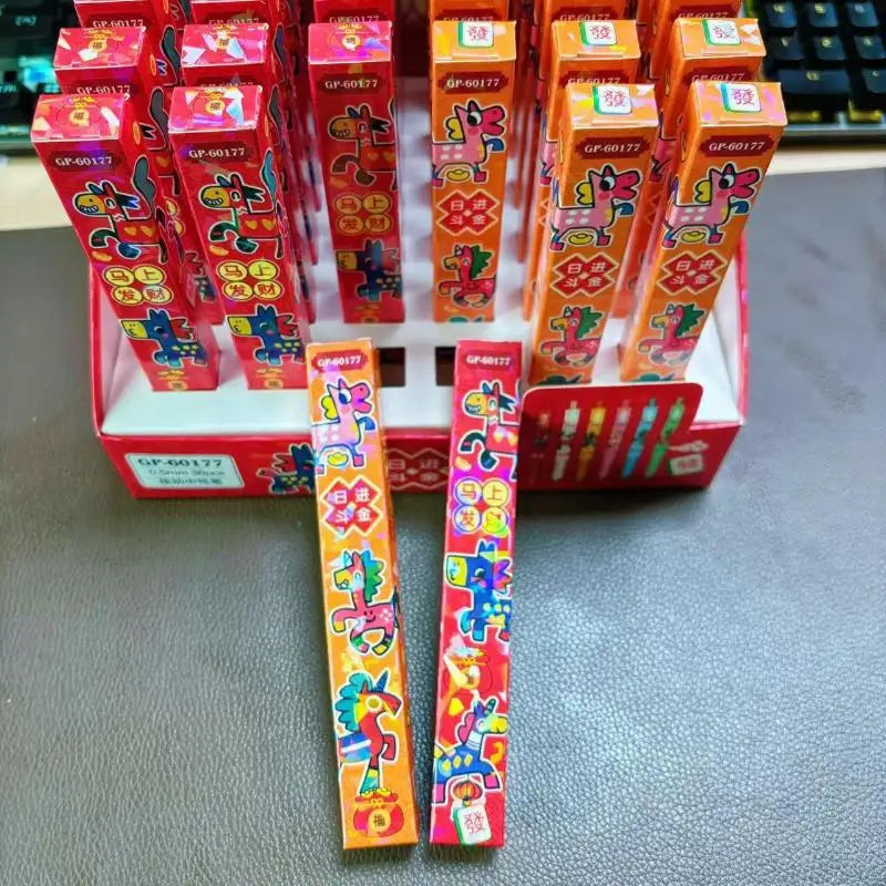 2/5Pcs Creative Pony Box Pressing Pens Cute Cartoon 0.5mm Black Ink Neutral Pen Student Stationery Supplies New Year Gifts Oasis Select
