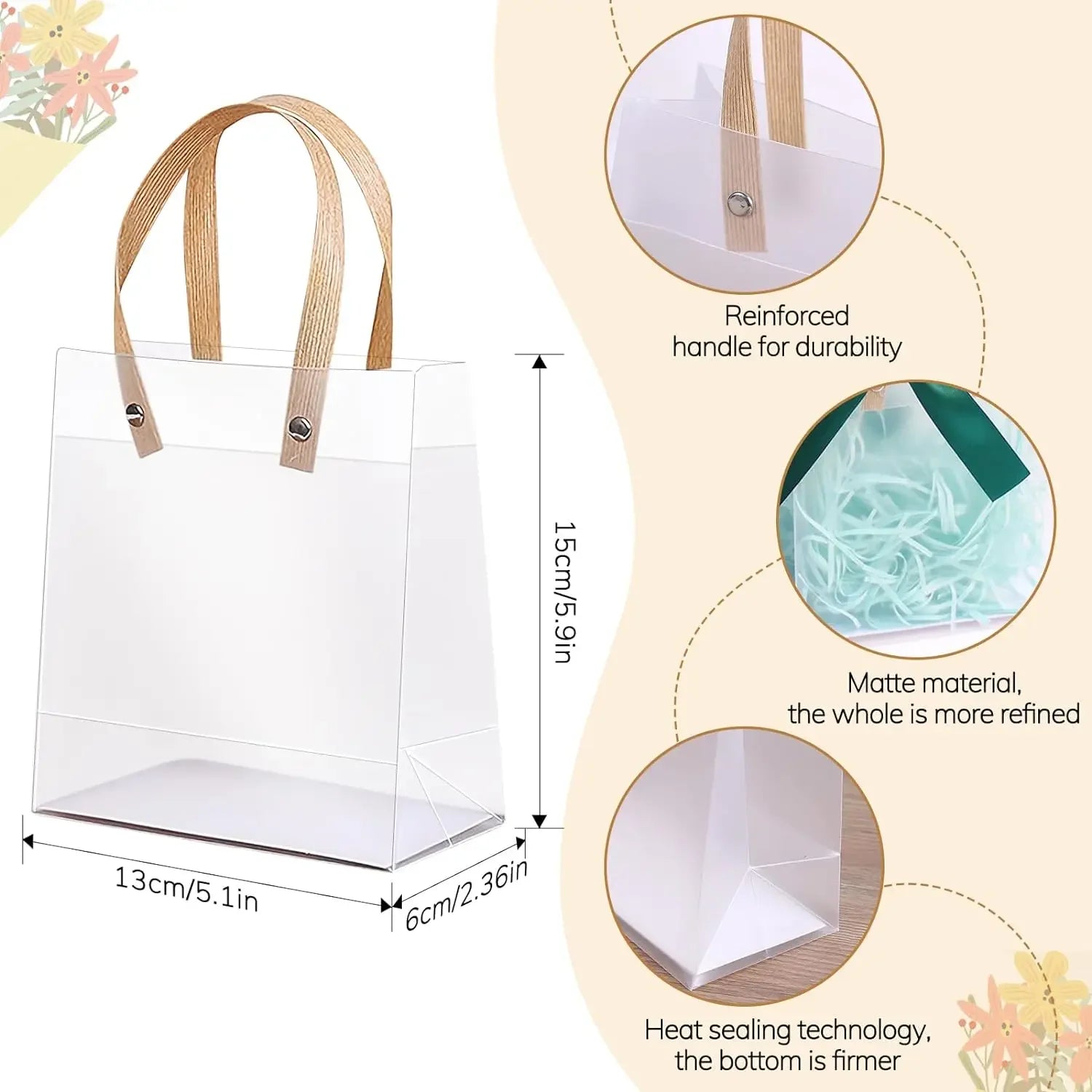 10/20PCS Holiday gift bag Eco-friendly Companion Gift Candy Bagholiday gift Birthday gift bag, anniversaries，Frosted Tote Bag Oasis Select