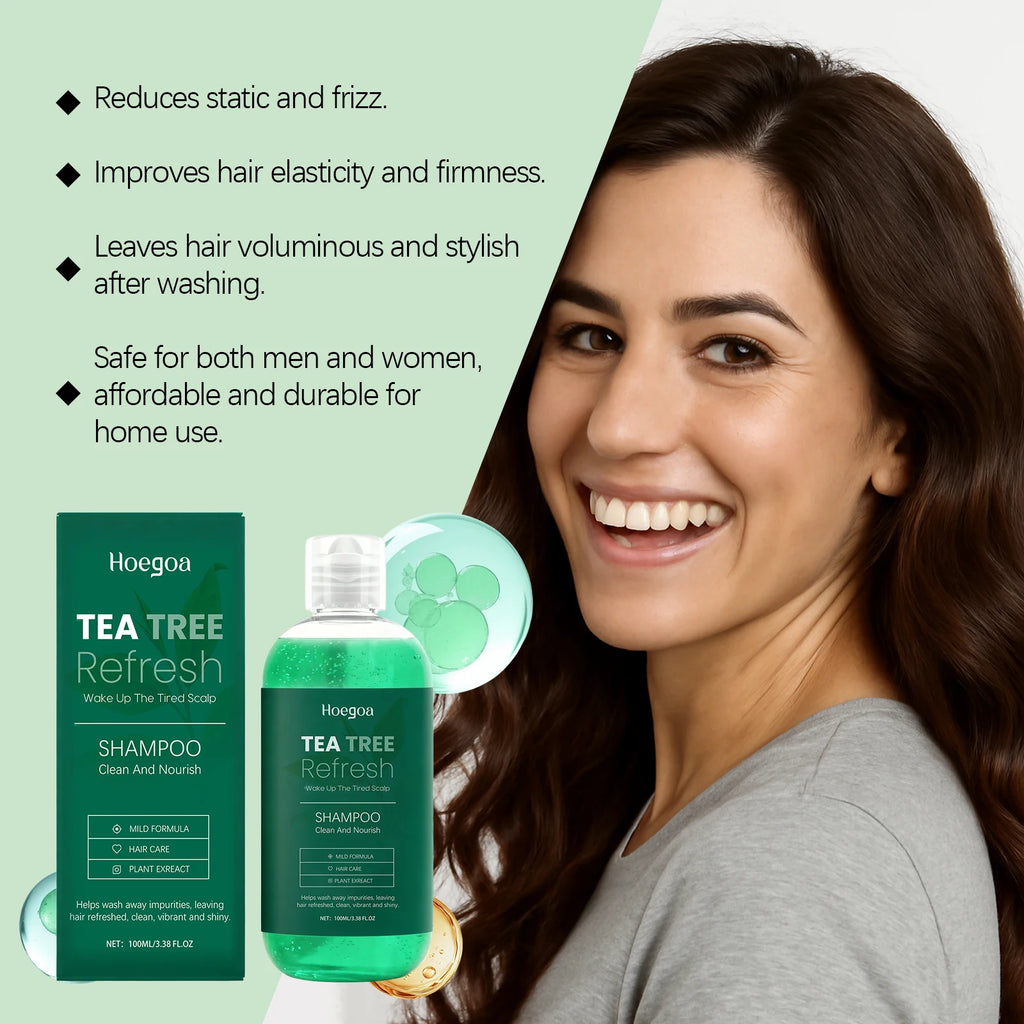 Tea Tree Oil Refreshing Hair Shampoo Deep Cleaning Nourish Scalp Remove Dandruff Reduce Breakage Frizz Smooth Hair Care Shampoo Oasis Select