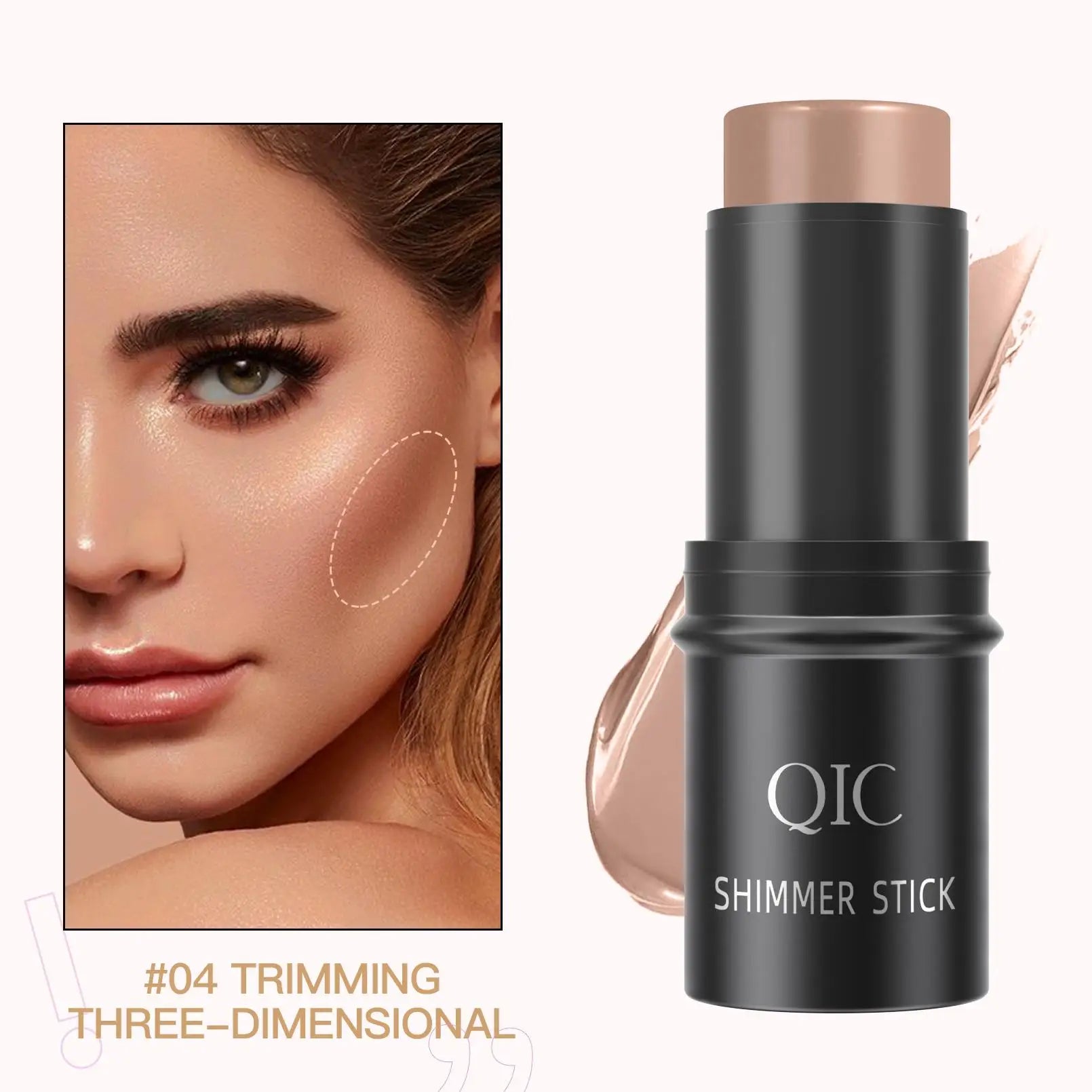 QIC Creamy Highlighter Contour Stick – Shimmer Bronzer & Blush