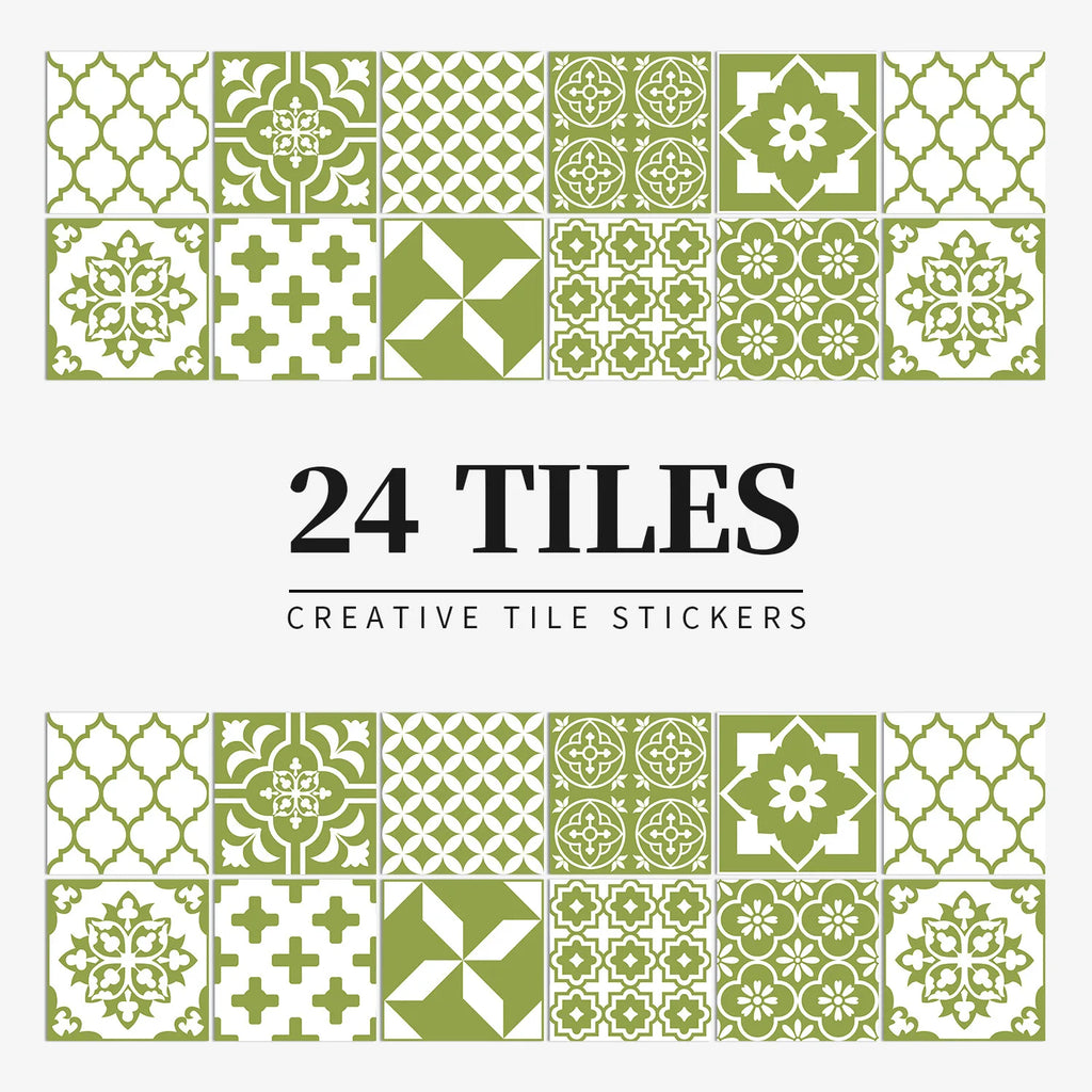 Mandala Tile Self-adhesive Wall Paste Waterproof and Oil-proof Kitchen and Bathroom Wall Decorative Tile Paste Stickers Oasis Select HZ062 10cm x 10CM x 24PCS