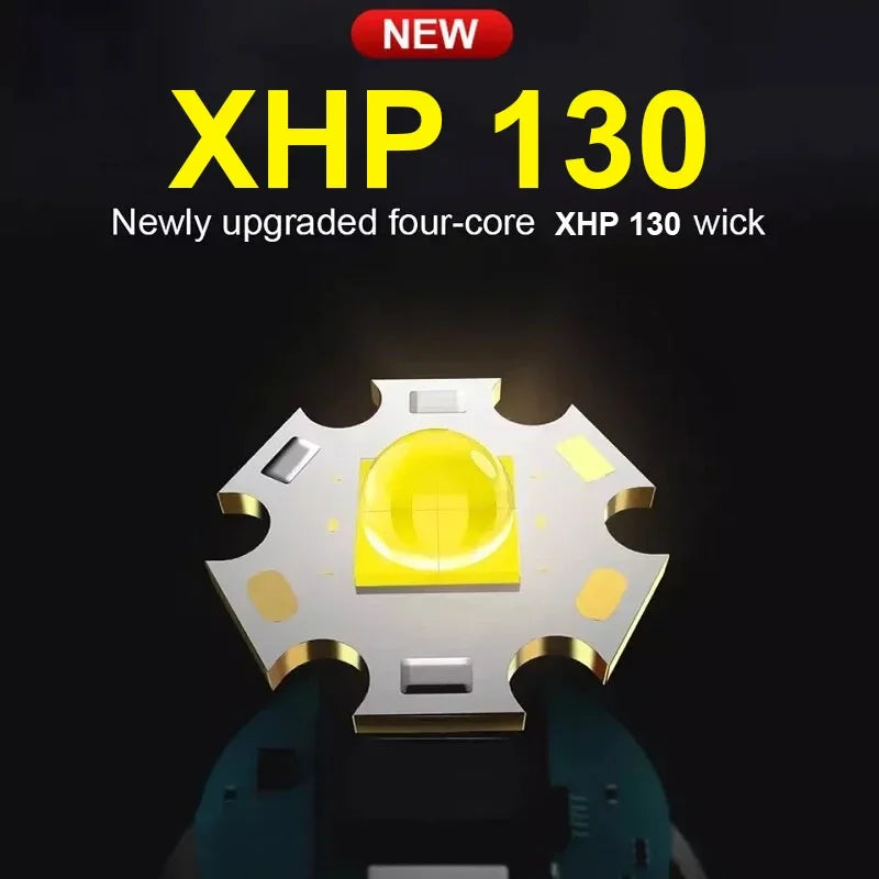 Super XHP130 Powerful Led Flashlights Work 12H High Power Torch Light Rechargeable Tactical Flashlight 18650 Usb Camping Lamp Oasis Select