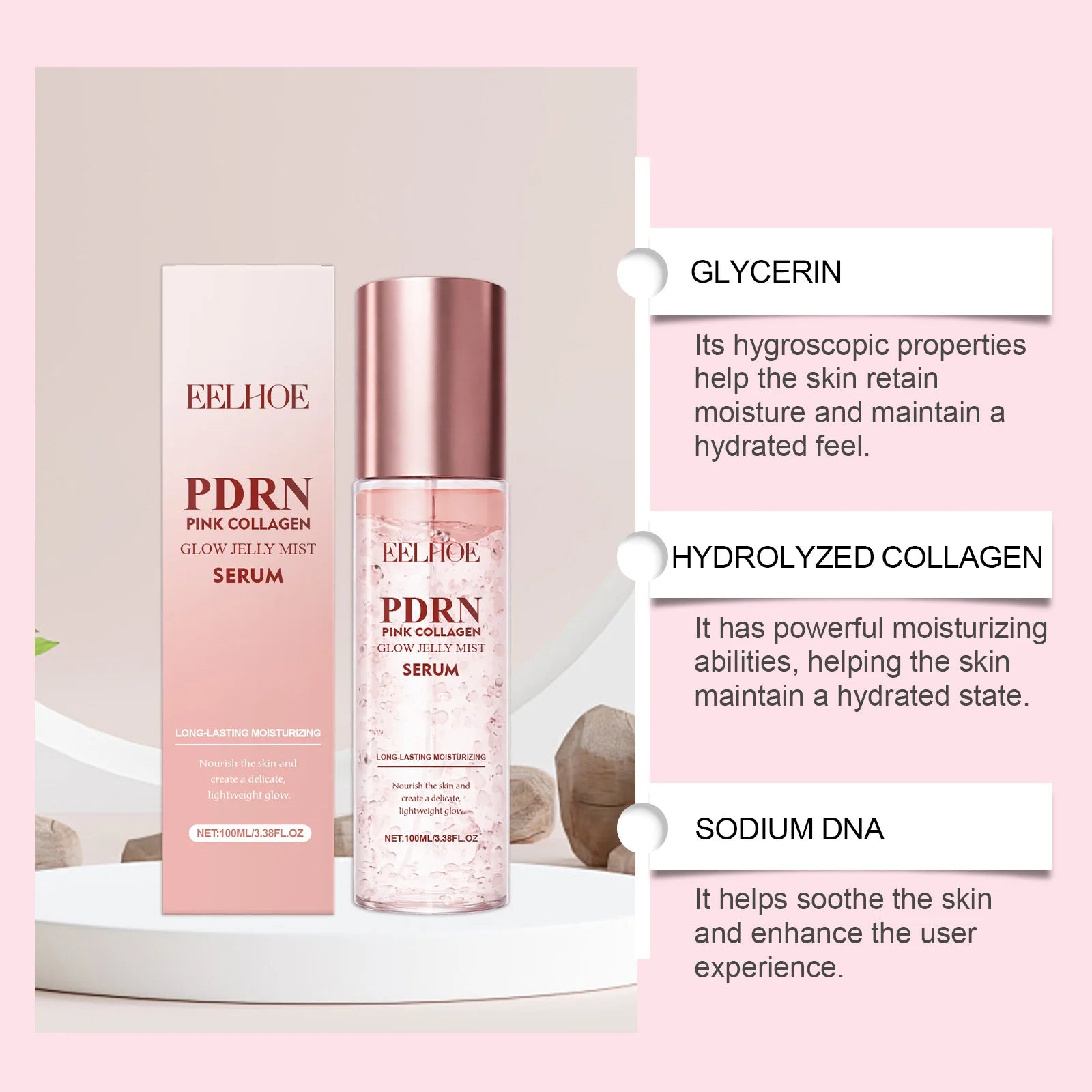 Jelly Mist Serum Collagen Brightening Essence Spray Facial Moisturizing Soothing Delicate Skin Improve Drying Skin Care Oasis Select