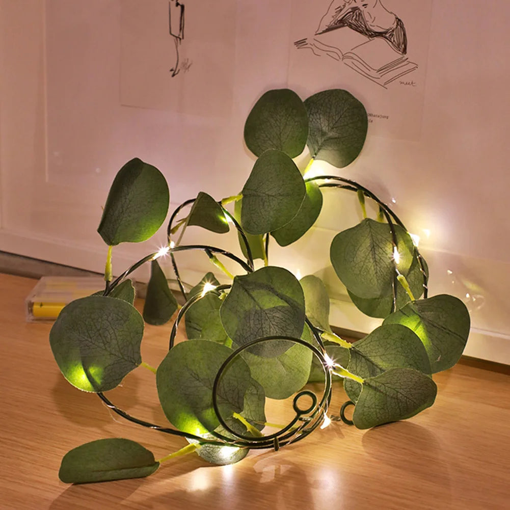 LED Eucalyptus Garland | Battery Fairy Light Vine – Fireplace Decor