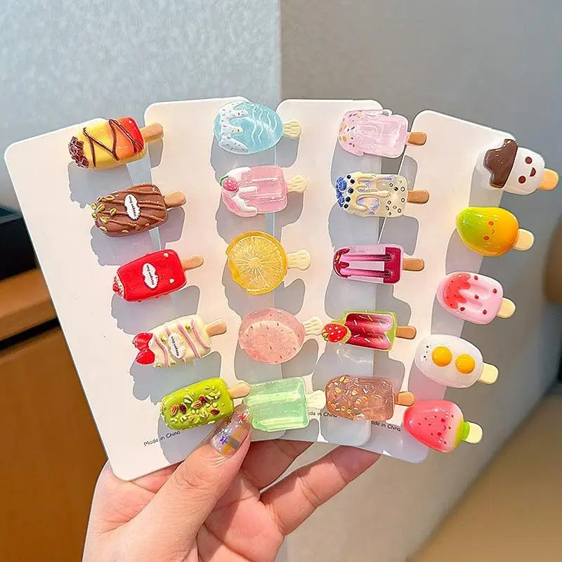 10Pcs Ice Cream Mini Duckbill Hair Clips for Women | Cute Set Hair Clips Set Oasis Select