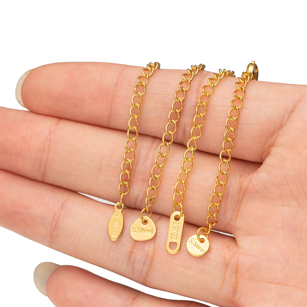 10pcs/Lot Stainless Steel Extension Extended Tail Chains With Lobster Clasps Connector For DIY Bracelet Jewelry Making Supplies Oasis Select