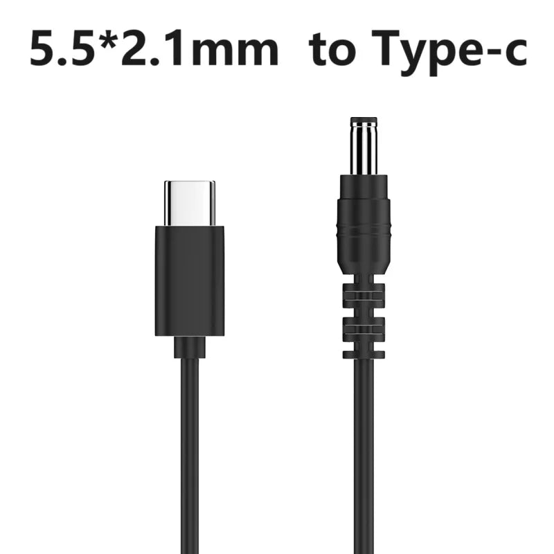 DP 65W 9V 12V 15V 20V USB C Type C to DC Power Adapter Cable Type C to 3.5*1.35mm Dc line Converter for Router Mini Fan Speaker Oasis Select 5.5-2.1mm 15V