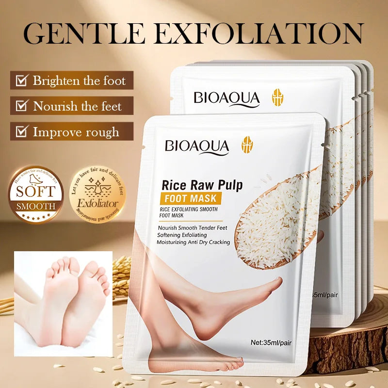BIOAQUA White Rice Foot Peel Mask – Exfoliate & Moisturize Foot Peel Mask Oasis Select