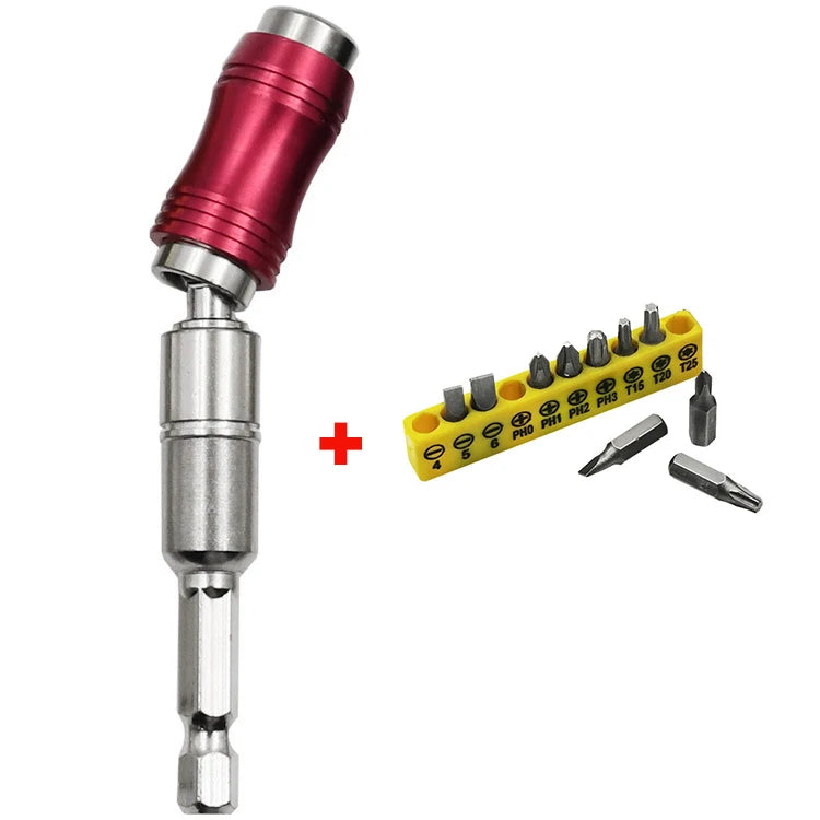 1/4"Hex Magnetic Pivoting Drill Bit Quick Change Drive Guide Drill Pivoting Bit Holder for Tight Spaces Magnetic Bit Tip Holder Oasis Select Red set