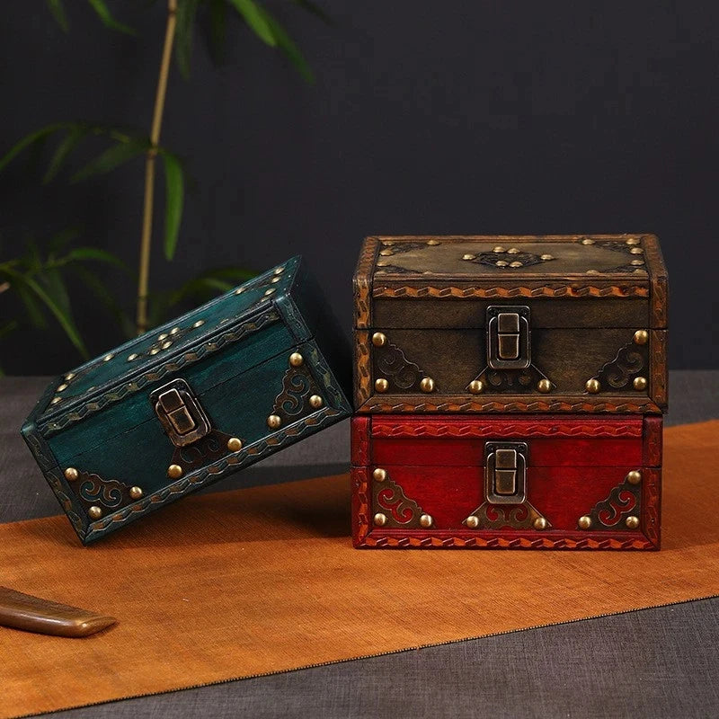 Wooden Jewelry Box Container Craft Box Organizer Holiday Treasure Props Gift Box Oasis Select