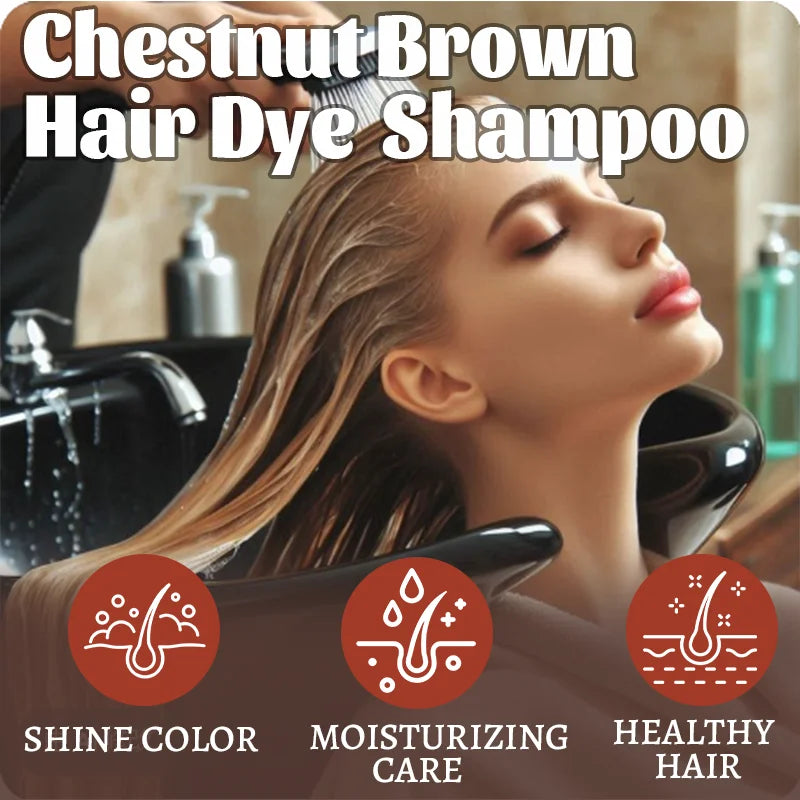 Chestnut Brown Natural Ginger 3-in-1 Hair Color Shampoo, 250ml, Long-Lasting Color, Nourishing Formula for Men and Women Oasis Select