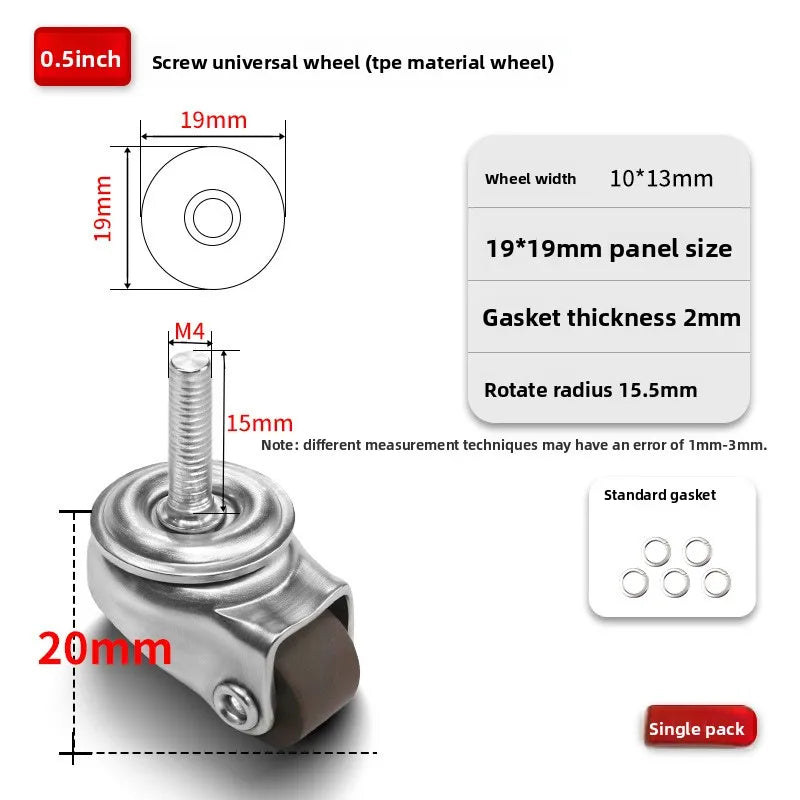 4PCS Car Swivel Casters 360 Degrees Heavy Duty Wheel Caster 0.5 Inch Wear Resistant Mute Heavy Trolley Wheels Red Swivel Castor Oasis Select 4pcs C