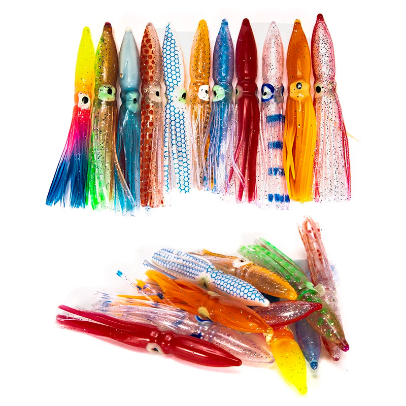 10pcs 8cm Soft Lure Squid Artificial Bait Lures Octopus Tuna Sailfish Baits Random colour Oasis Select