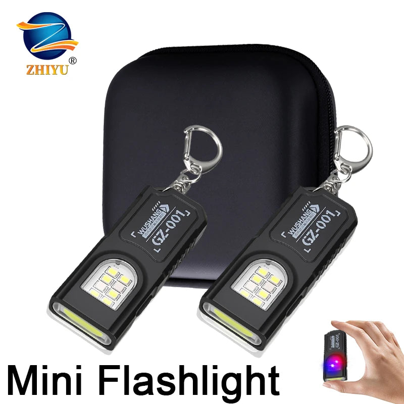 Mini COB LED Keychain Flashlight | USB-C Rechargeable Work Light