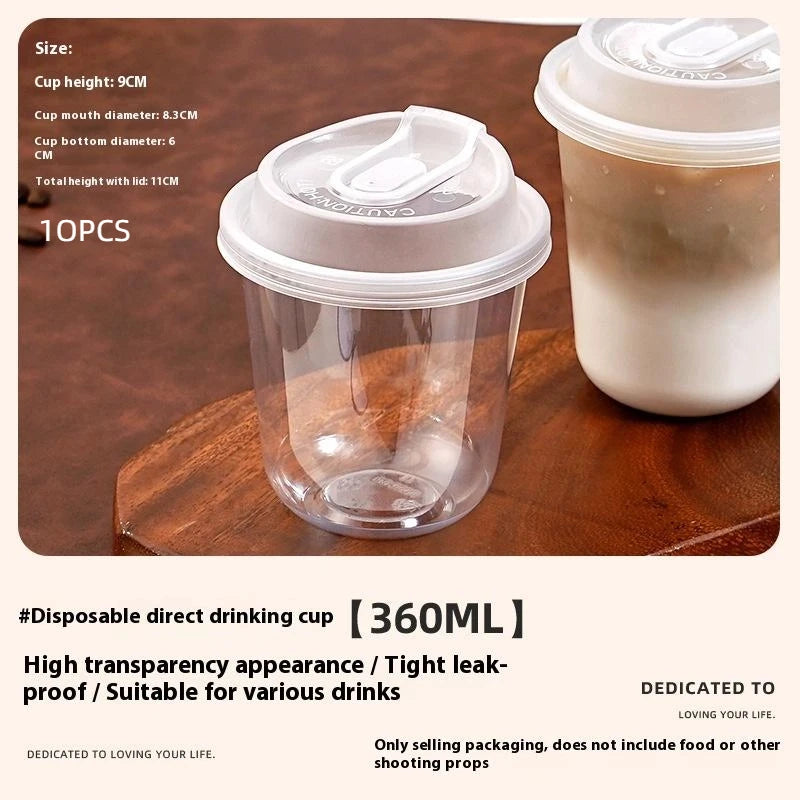 10pcs Transparent Coffee Cups With Lids U-shaped Disposable Cups For Hot Drink Milk Tea Takeaway Beverage Cups Oasis Select 1