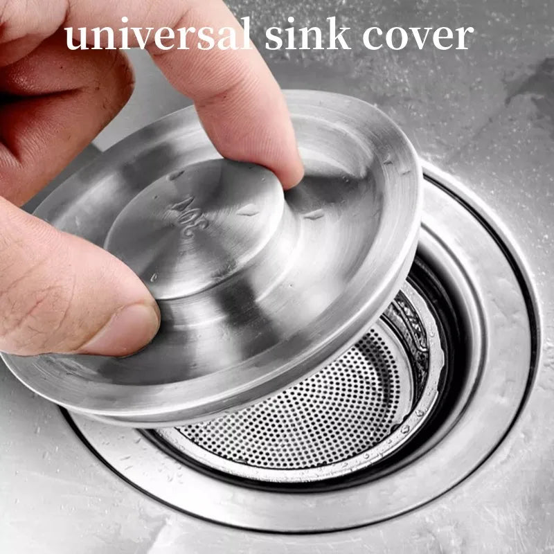 Stainless Steel Kitchen Sink Strainer Plug 99% Sink Drain Cover Filter Basket With Handle Waste Filter Mesh Kitchen Accessories Oasis Select