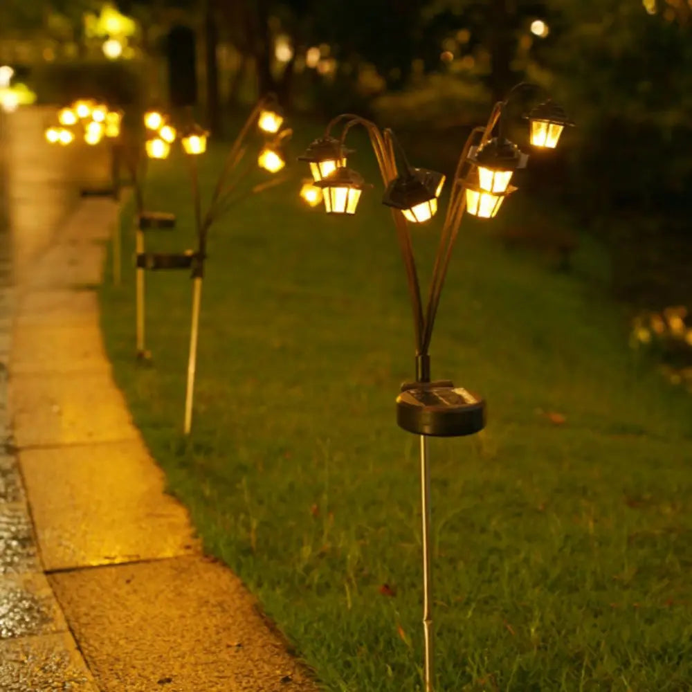 Solar Retro Hexagonal Lantern – 6 LED 8 Mode Garden Light