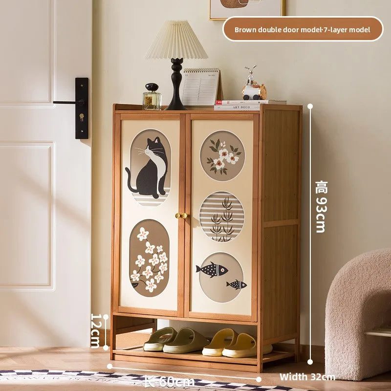 Shoe cabinet household entrance home storage cabinet integrated against the wall entrance shoe rack multi-layer simple storage Oasis Select Double door 7