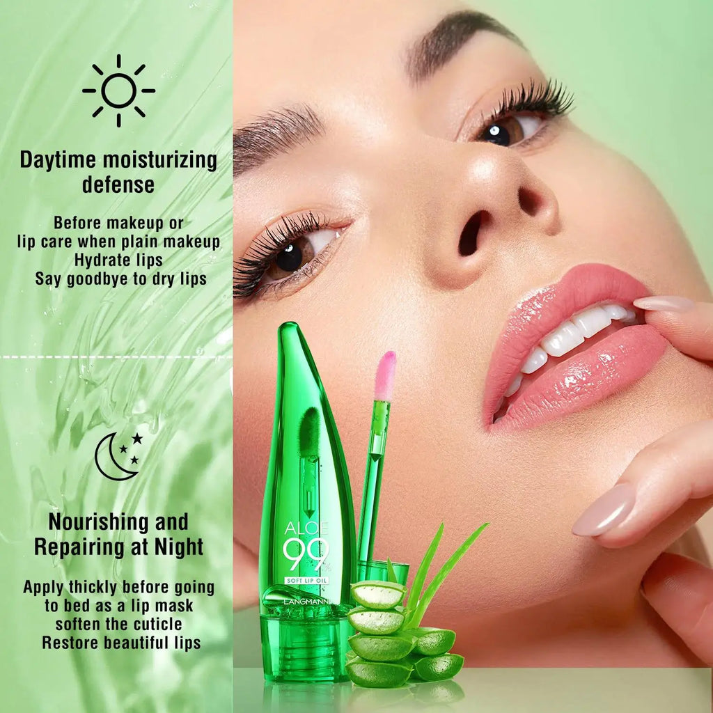 Aloe Vera Lip Gloss Strawberry Flavored Color Changing Moisturizing Lip Oil Long Lasting Shine Glaze for Lips Care Oasis Select