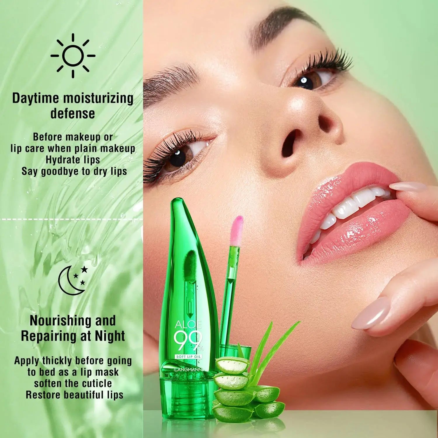 Aloe Vera Lip Gloss Strawberry Flavored Color Changing Moisturizing Lip Oil Long Lasting Shine Glaze for Lips Care Oasis Select