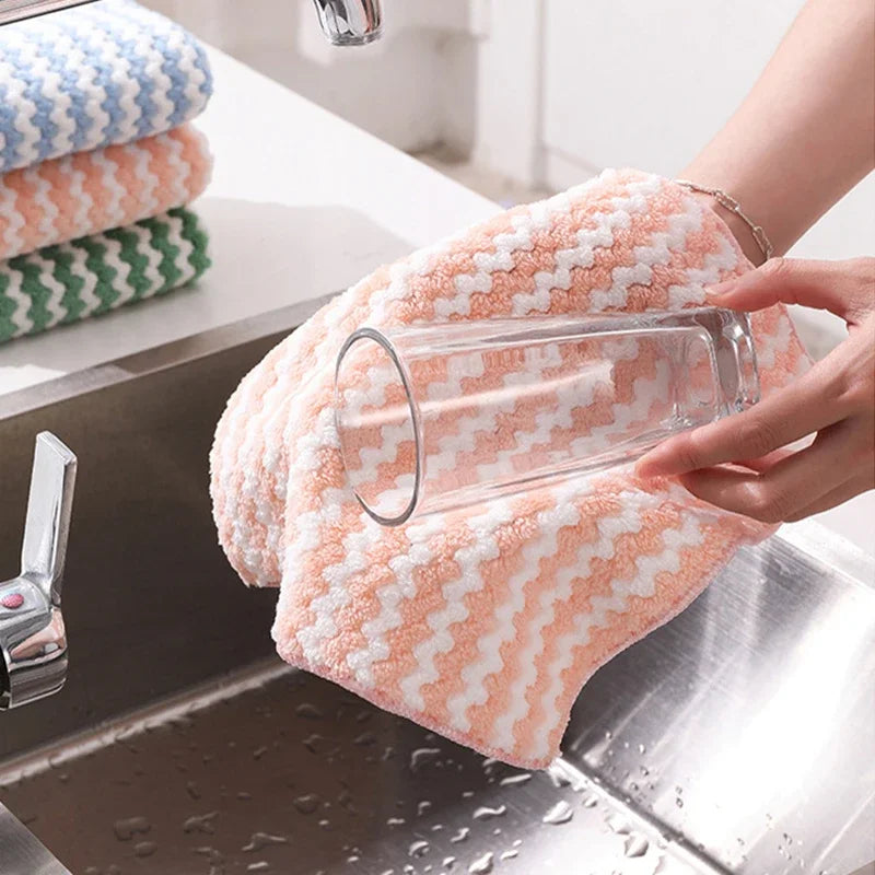 5/10pcs Microfiber Kitchen Dish Cloth Super Absorbent Cleaning Cloth Non-Stick Oil Wipe Rags Household Cleaning Towels Tools Oasis Select
