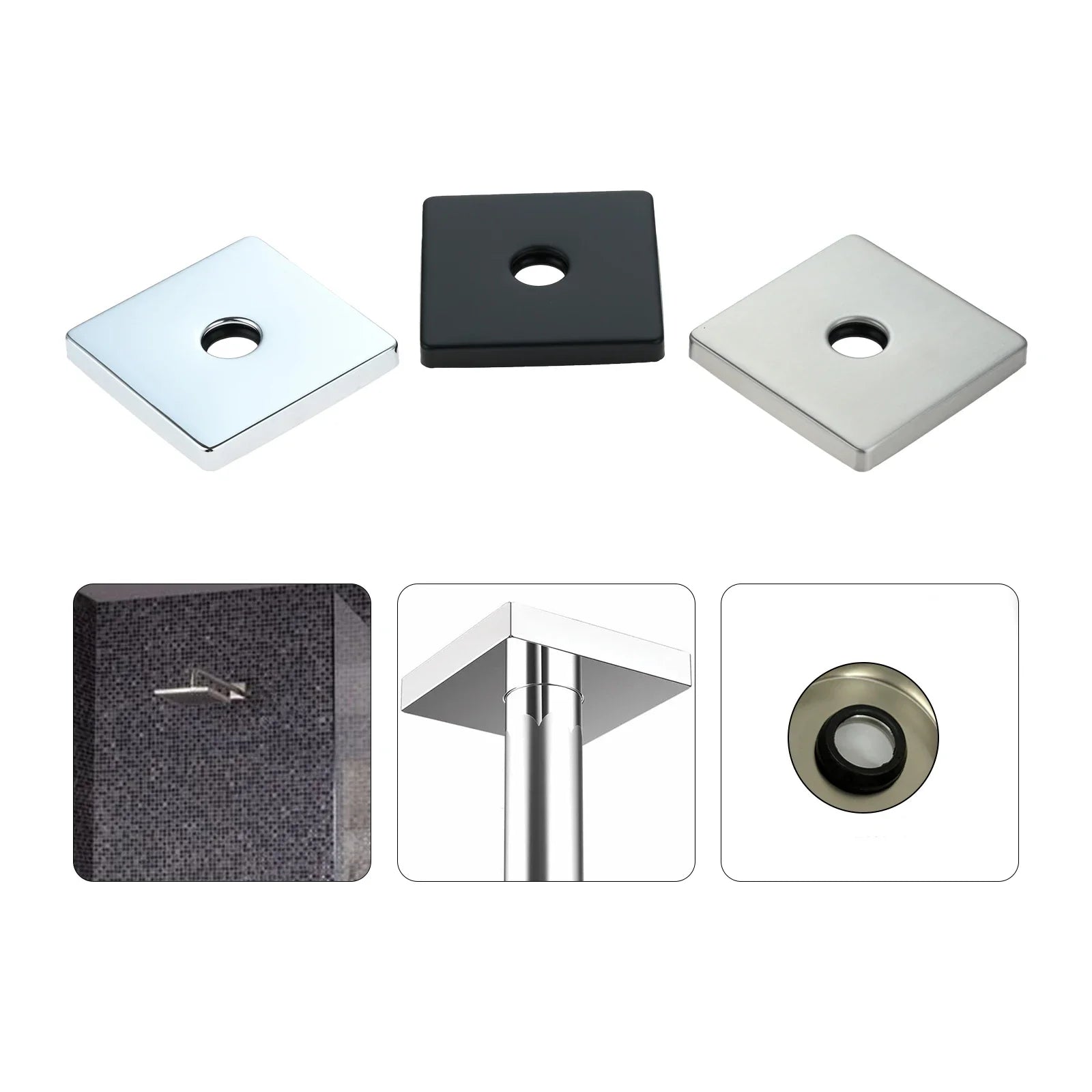 3.5 inch Square Shower Flange Cover Universal Shower Arm Flange Oversized Replacement Escutcheon Cover Plate for All G1/2in Pipe Oasis Select