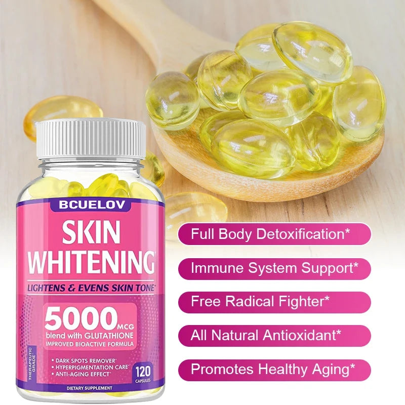 Skin Whitening with L-Glutathione 5000mcg Dark Spot Brightening, Anti-Aging, Antioxidant Capsules Oasis Select