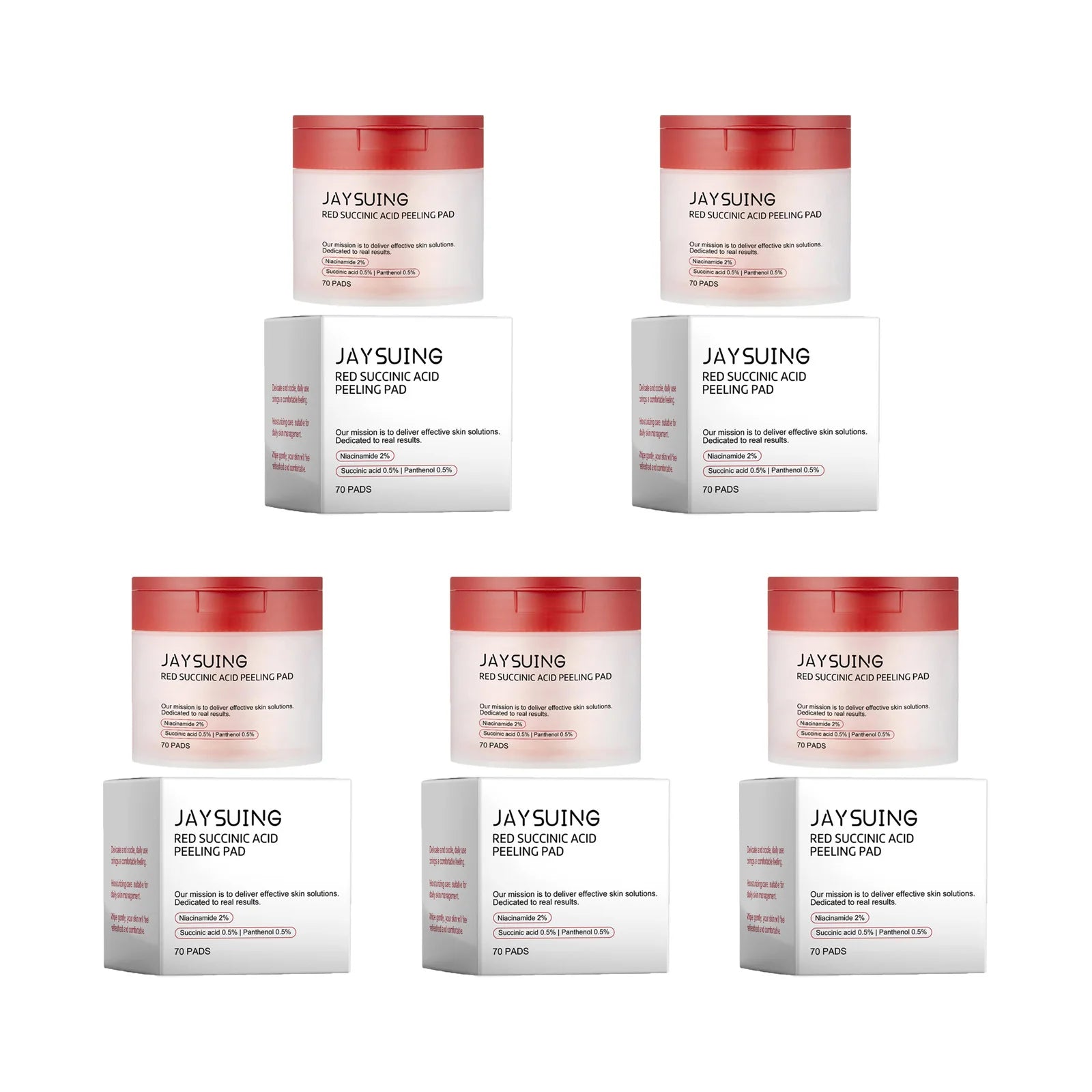 Jaysuing 70pc Succinic Acid Peeling Pads AHA BHA Exfoliant Facial Peeling Pads Oasis Select 350pads Boxed