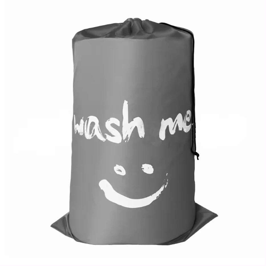 Smile Shape Nylon Laundry Bag Wash Me Travel Storage Pouch Machine Washable Dirty Clothes Organizer Wash Drawstring Bag Oasis Select