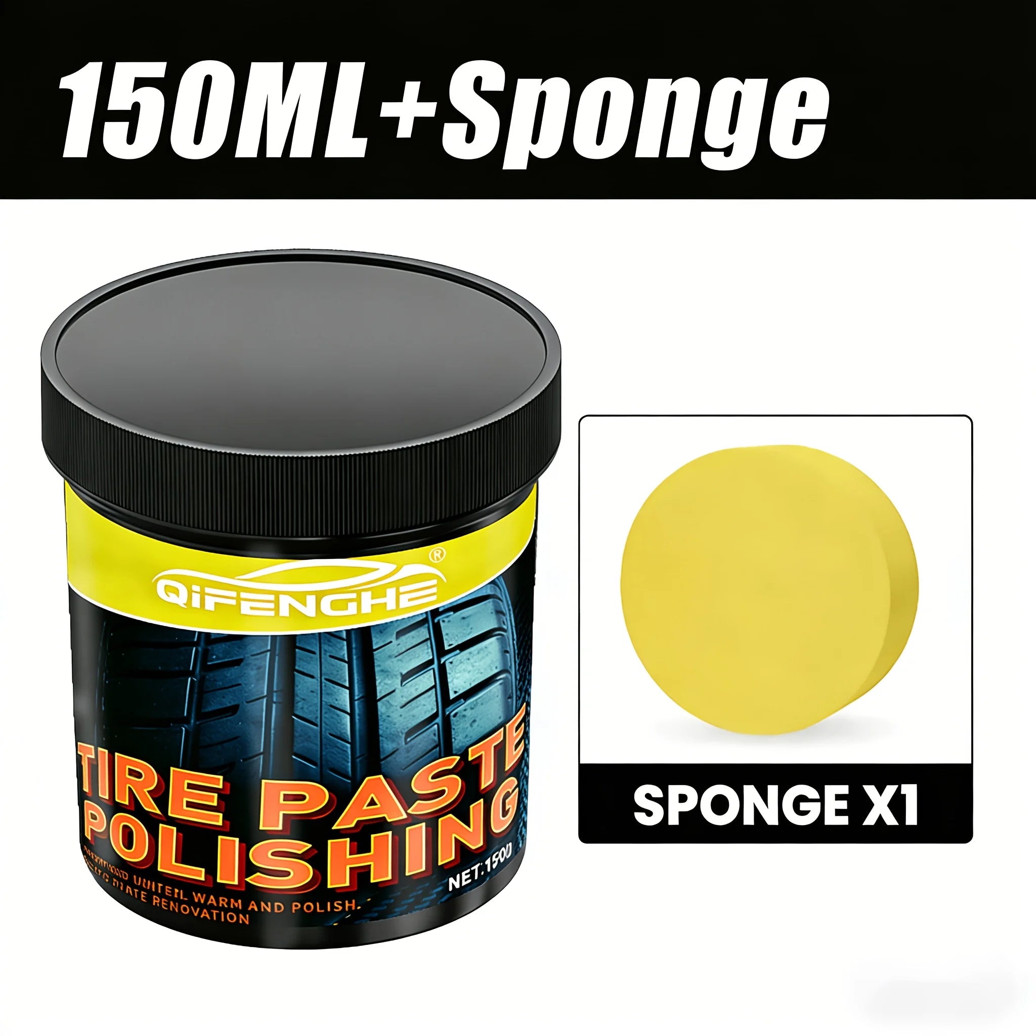 Black Gloss Tire Coating Paste – Tire Shine Wax & Brightener Tire Shine Paste Oasis Select 150G Sponge