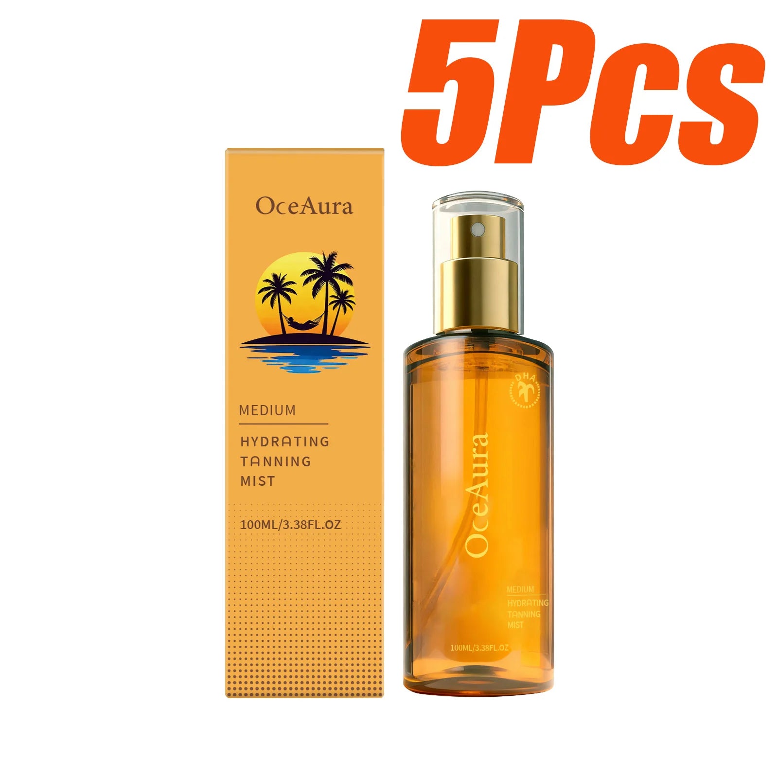 Self Tanning Spray Natural Sunless Tanner for Face Body Hydrating Lightweight Sunless Tanning Spray Natural Brown Tone Even Glow Oasis Select 5 x 100ml Boxed
