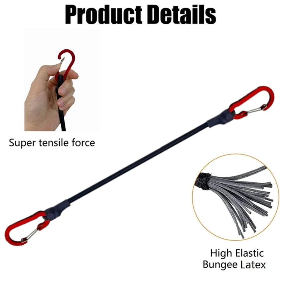 30-210cm 8mm Packing Ropes Outdoor Elastic Bungee Cords with Red Hooks Stretch Lightweight for Bikes Car Luggage Roof Rack Strap Oasis Select