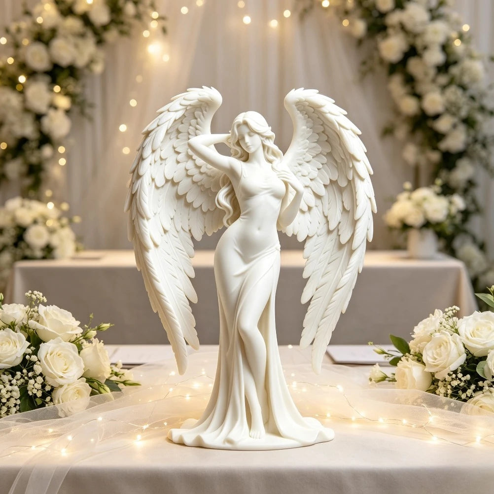 Multi-Layer Seraph Goddess Sculpture 3D Print Heart Wings Figurine Wedding Mantel Spiritual Minimalist Tabletop Decor Present Oasis Select