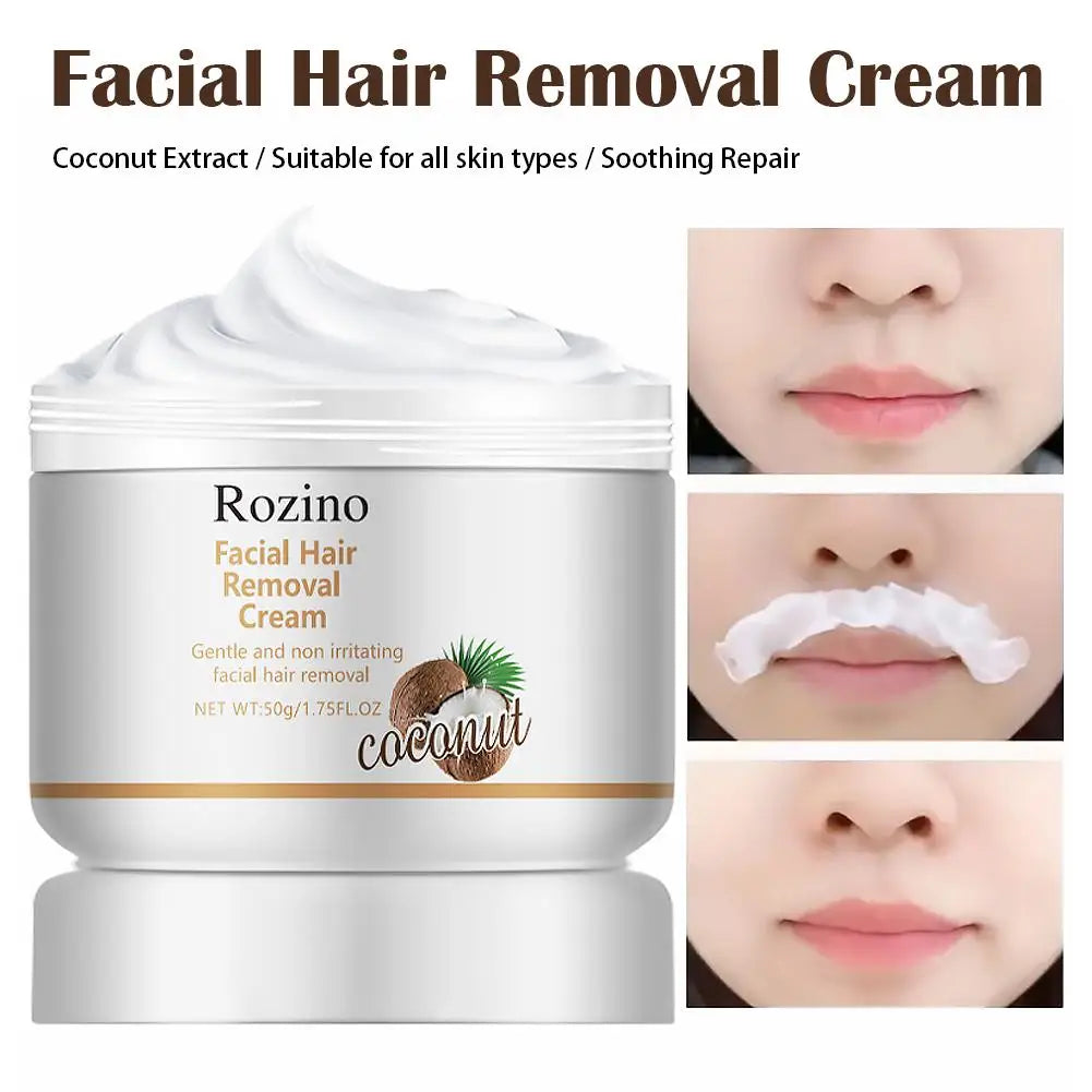 Facial Depilatory Cream, Coconut Hair Removal Cream for Upper Lip & Chin Gentle Non-Irritating Body Hair Removal Cream for Women Oasis Select