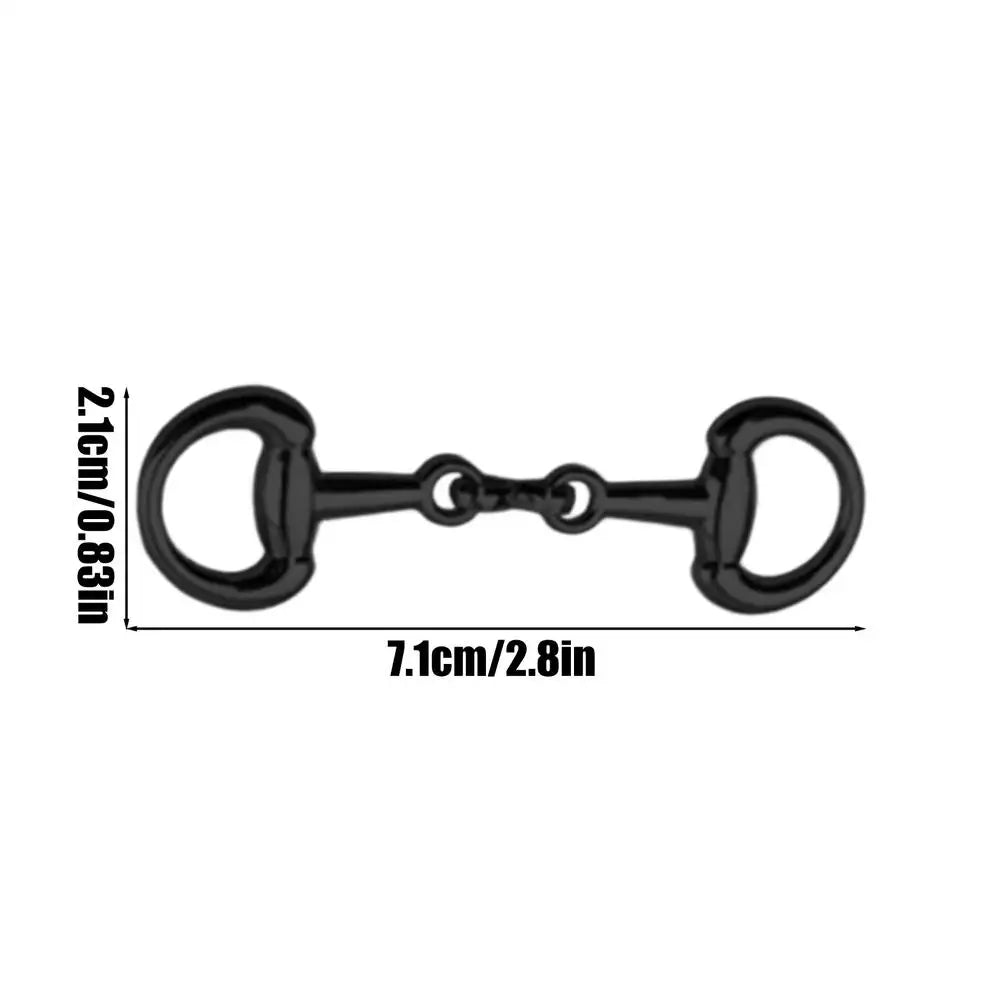 1PC Double D-Ring Snaffle Bit Alloy Equestrian Connecting Clasp D-Ring Snaffle Bit Connectors for Shoes Decoration Loafers Purse Oasis Select Black 1PC
