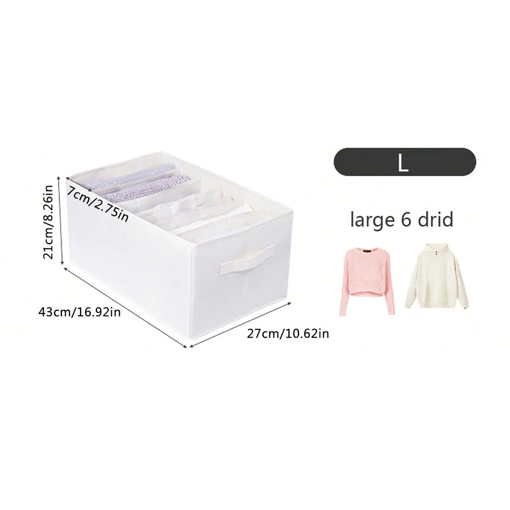 Portable Oxford Fabric Divided Drawer Storage Box Washable Closet Organizer For Pants Trousers T-shirts Oasis Select 6 Large Squares