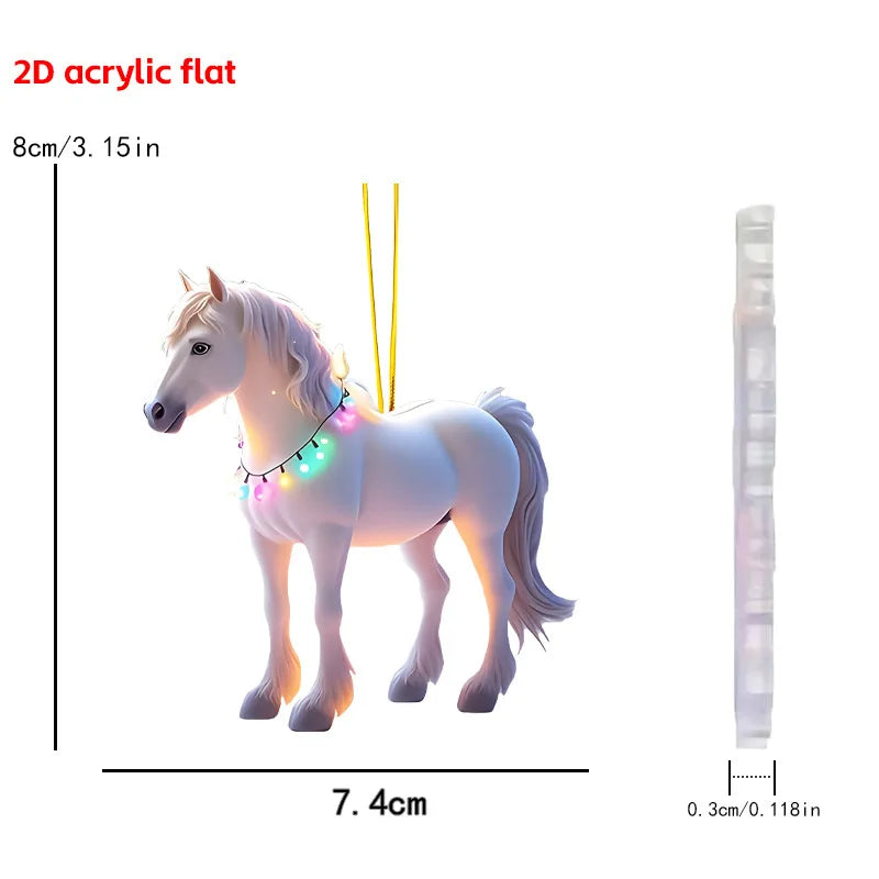 Christmas Animal Series 2D Flat Acrylic Hanging Ornaments for Christmas Party Home Decor Backpack Key Chains Tree Christmas Deco Oasis Select Horse