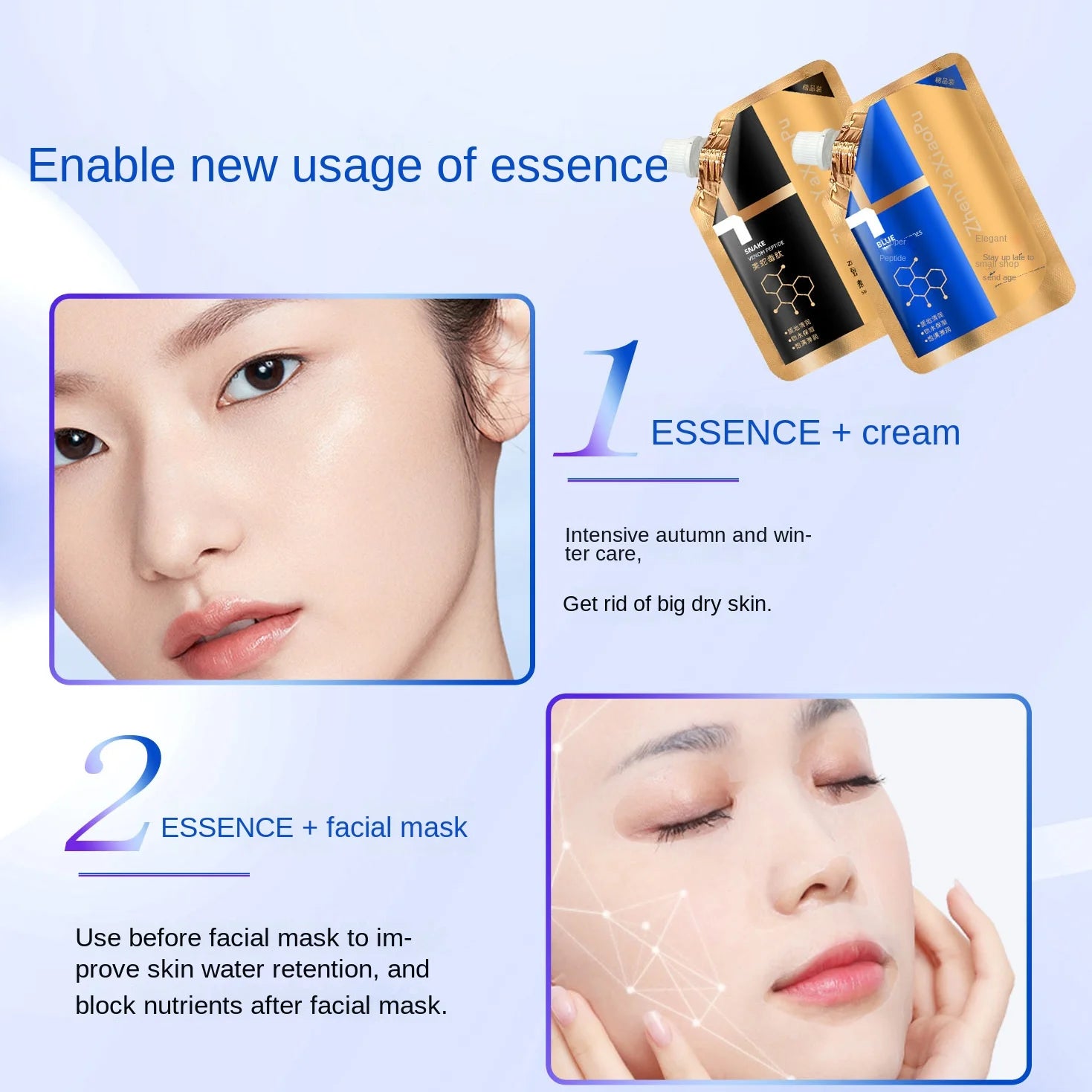 100ml Blue Copper Peptide Facial Serum Anti Wrinkle Fine Lines Snake Venom Peptide Essence Oasis Select