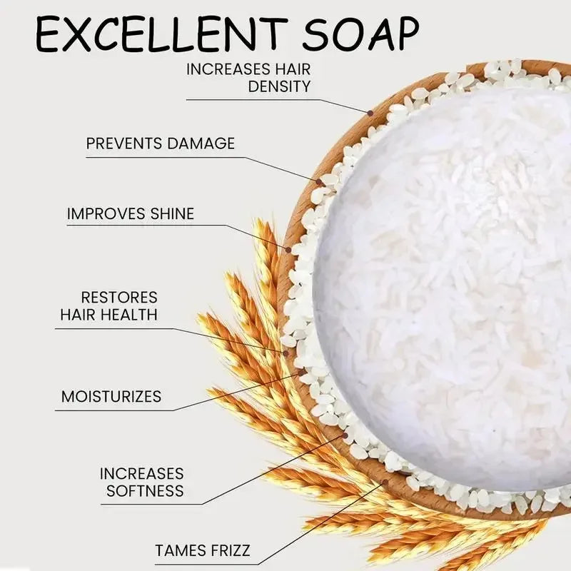 Organic Rice Shampoo Soap Bar Oil Free Conditioning Soap Rice Water Protein Nourishing Anti-loss Hair Hair Growth Soap Bar Oasis Select