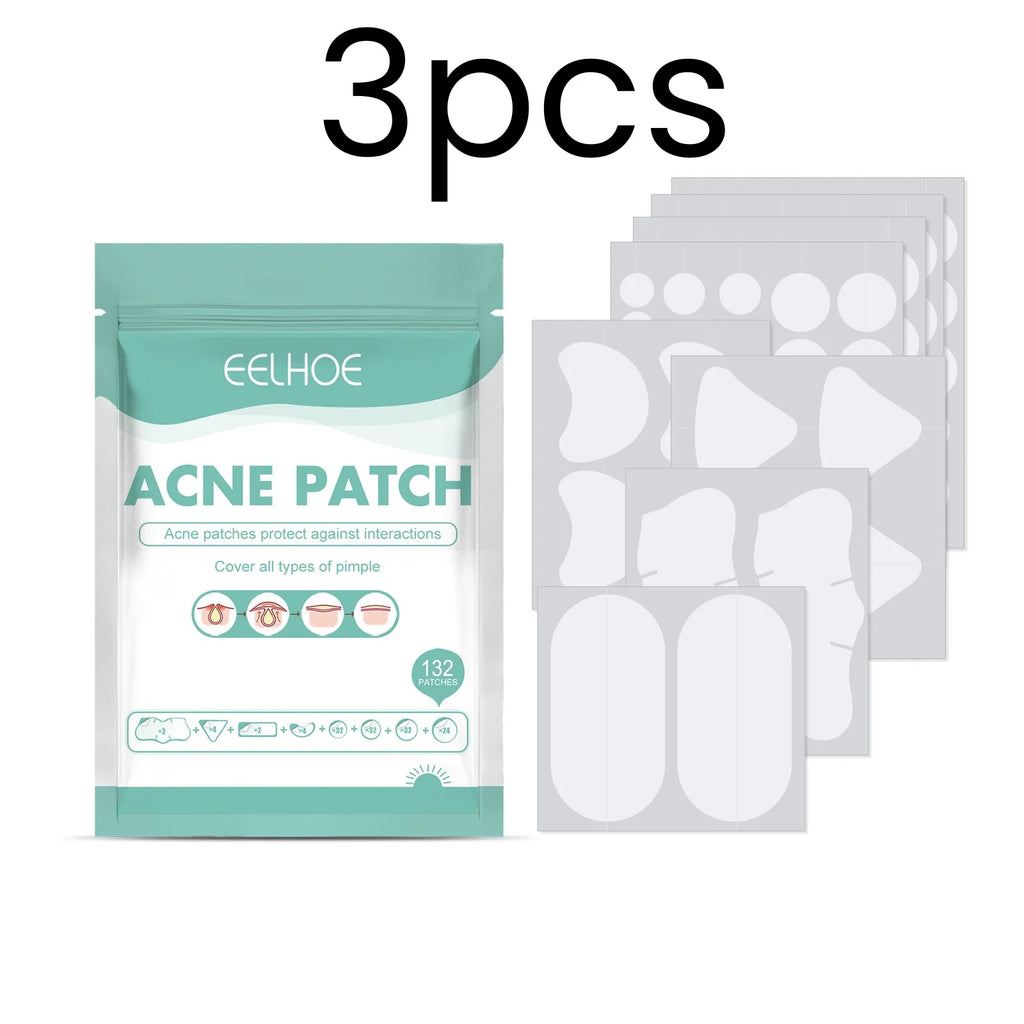 EELHOE 132-Pack Hydrocolloid Acne Patches – Invisible Pimple Fix Acne Patch Oasis Select 3 Boxed