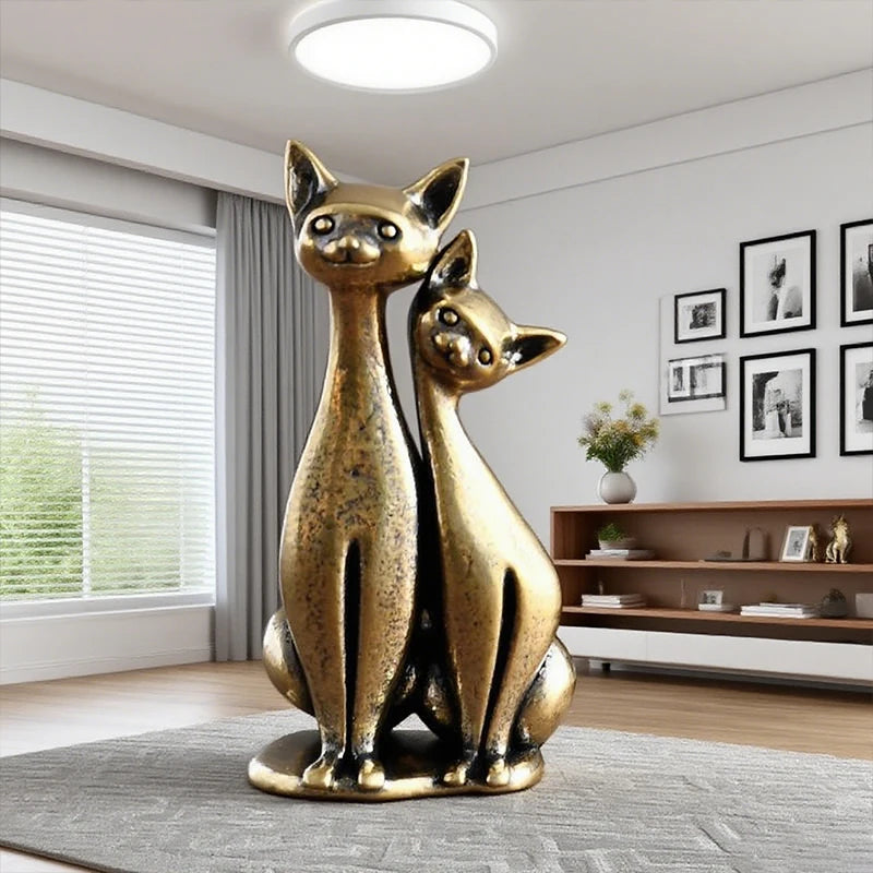 Double Cat Sculpture Ornament Crafts Anime Cat Ornament Home Desktop Living Room Office Small Ornament Crafts Oasis Select