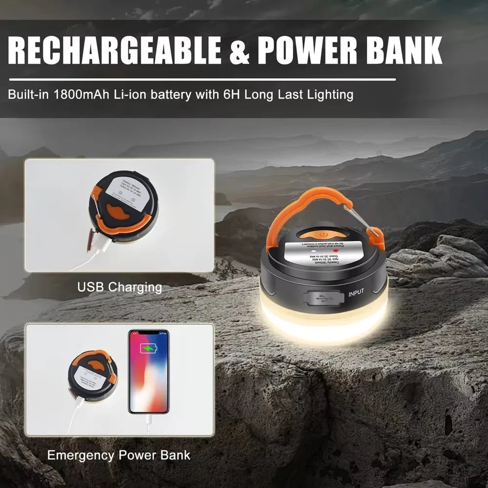10W 1800MAH COB+LED Camping Lantern USB Rechargeable High Power Portable Tents Lamp Outdoor Hiking Night Fishing Hanging Lamp Oasis Select