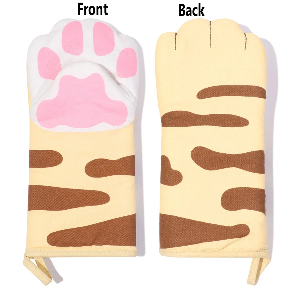 1pc Cute Cat Paws Oven Mitts Cat Claw Baking Oven Gloves Anti-scald Microwave Heat Resistant Insulation Non-slip Cat Paw Gloves Oasis Select