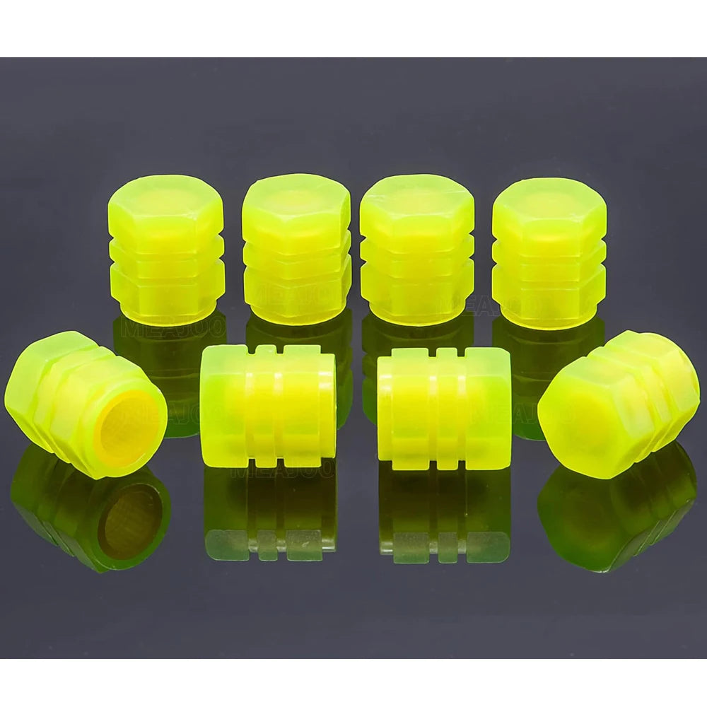 8PCS Fluorescent Tire Valve Stem Caps, Luminous Car Tire Air Cap, Corrosion Resistant Leak-Proof Wheel Valve Cover Oasis Select Yellow-8Pcs
