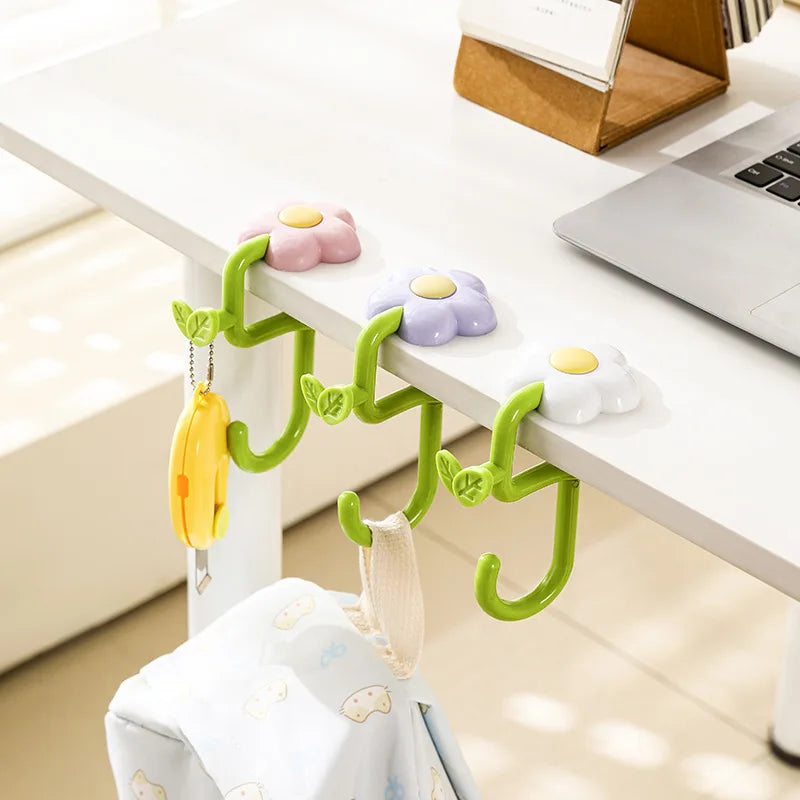 Desktop Storage Hook Flower-Shaped Adjustable Hook Desk Edge Hook Removable For Office Headphones Backpacks Oasis Select