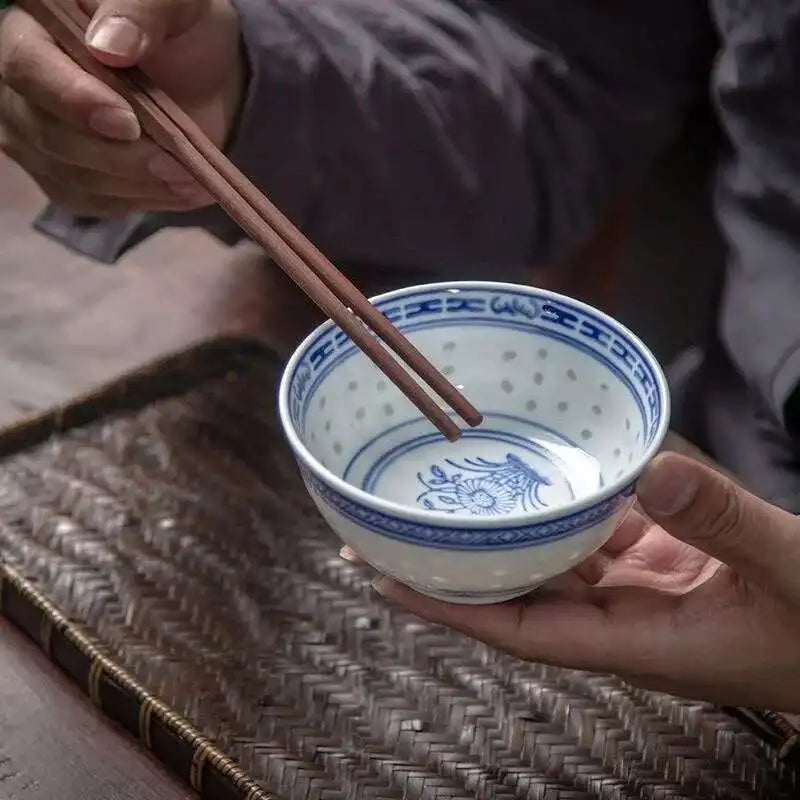 Blue and White Porcelain Bowl Chinese Orchid Bowl Traditional Ceramic Dragon Bowl Old Style Dessert Rice Bowl Oasis Select