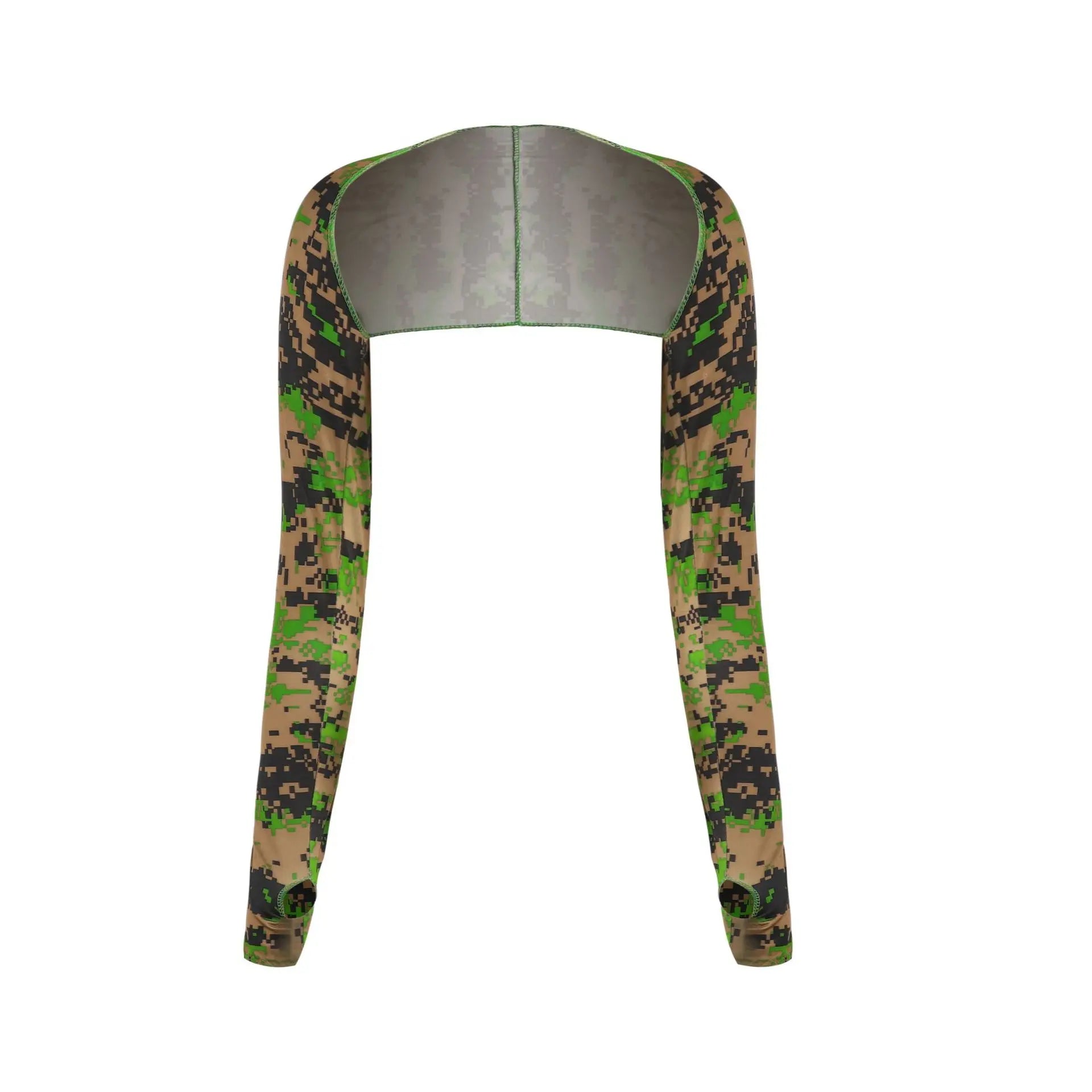 Ultra Thin Ice Silk Shawl Arm Sleeves Cooling Sun Protection Long Gloves Breathable Anti UV Hand Cover For Outdoor Golf Sports Oasis Select Camouflage green