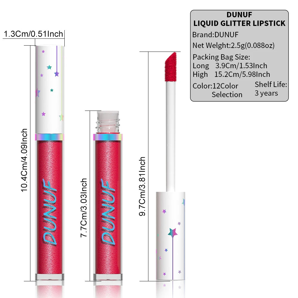 DUNUF 12 Lipstick Pearl Long-lasting Waterproof, non-bleach, non-stick cup lip gloss Oasis Select