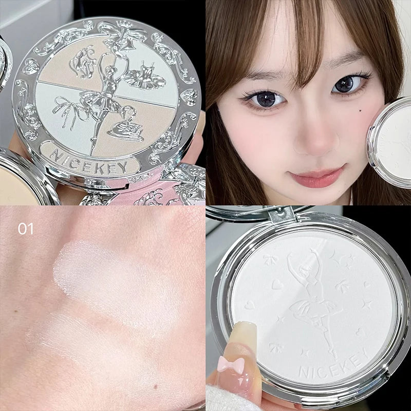 NICEKEY Pink Ballet 3-Color Matte Pressed Setting Powder 10g